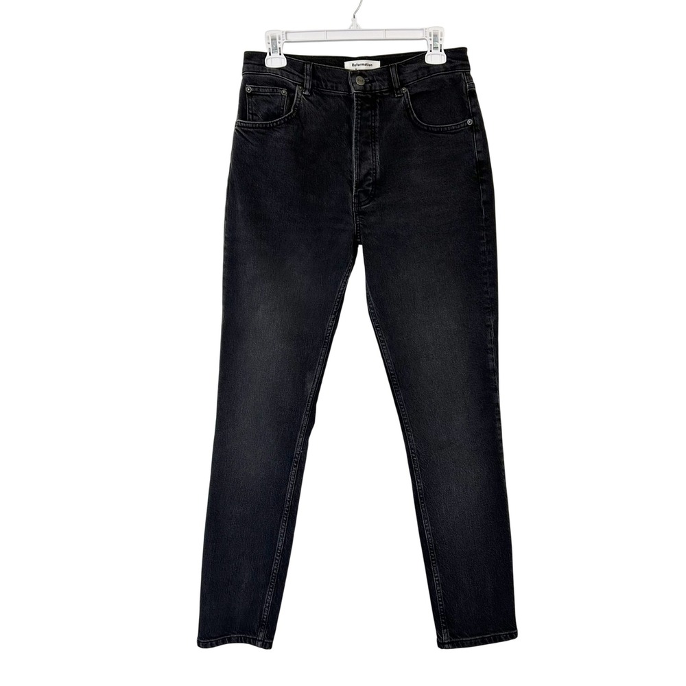 Reformation High Rise Skinny Jeans Women's 29 Black Button Fly Organic Cotton